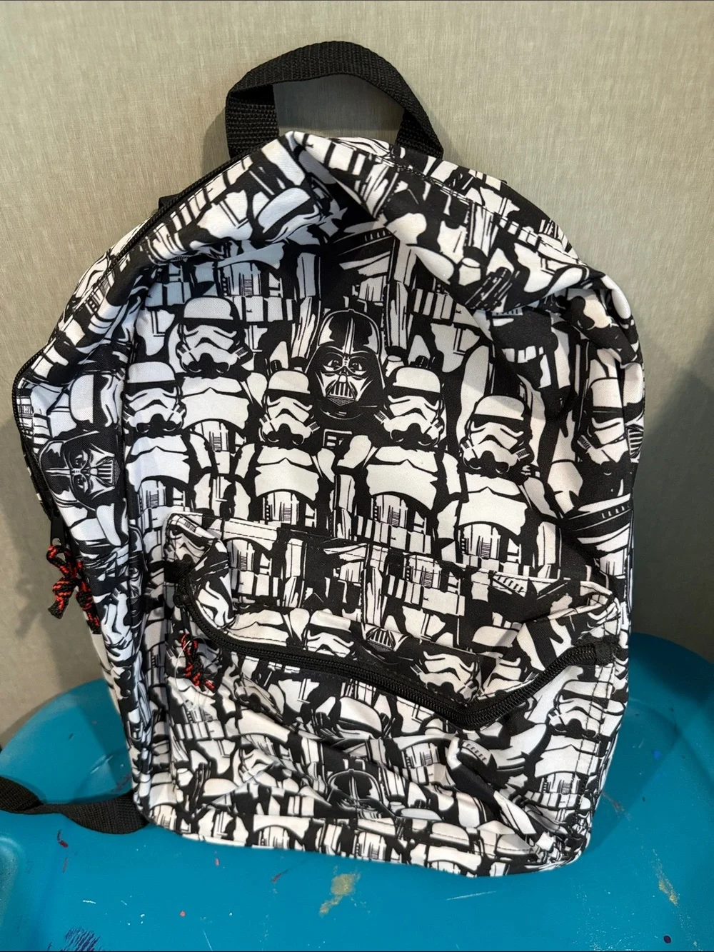 Black Backpack with White Graphic Side Panels